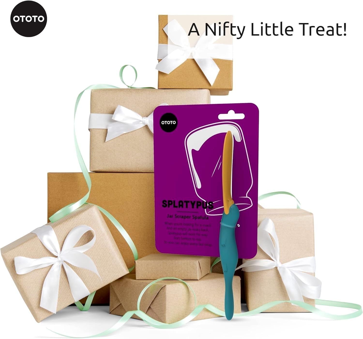 Splatypus Jar Spatula for Scooping and Scraping - Unique Fun Cooking Kitchen Gadgets for Foodies - Bpa-Free & 100% Food Safe - Crepe Spreader