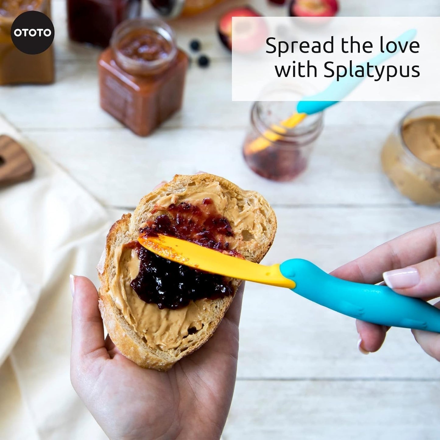 Splatypus Jar Spatula for Scooping and Scraping - Unique Fun Cooking Kitchen Gadgets for Foodies - Bpa-Free & 100% Food Safe - Crepe Spreader